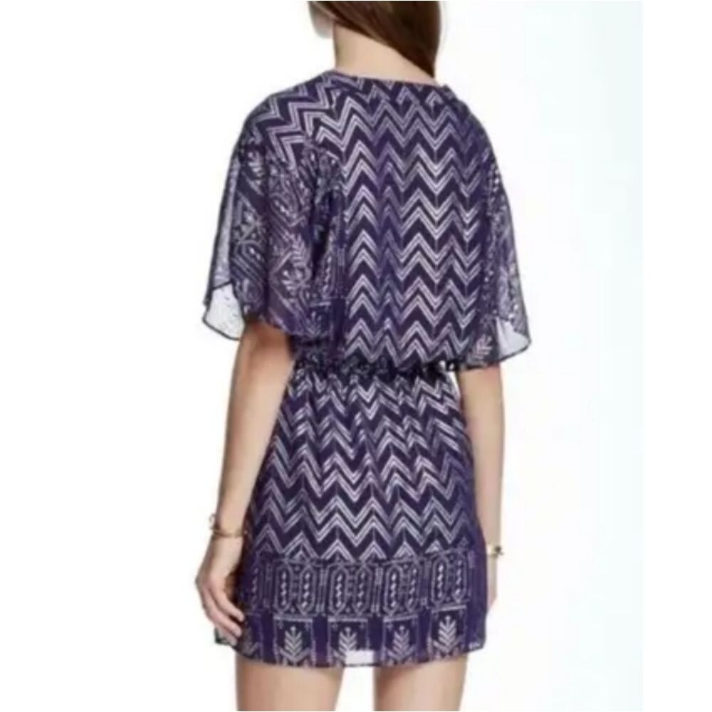 Free People Chevron V-Neck Blouson Mini Dress - Sz. Small - Picture 12 of 13